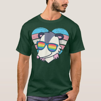 Cute Opossum Pride Trans Flagga Rainbow Sunglass L T Shirt