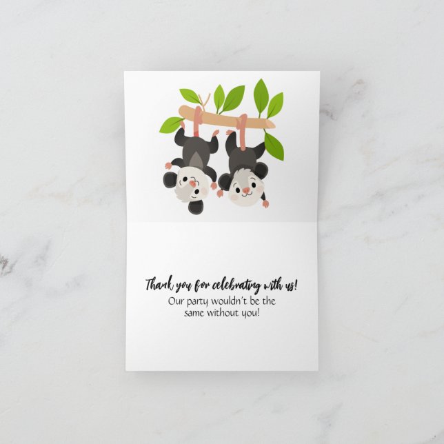 Cute Opossum Thank You for Celebrating with Us! Tack Kort (Inuti)