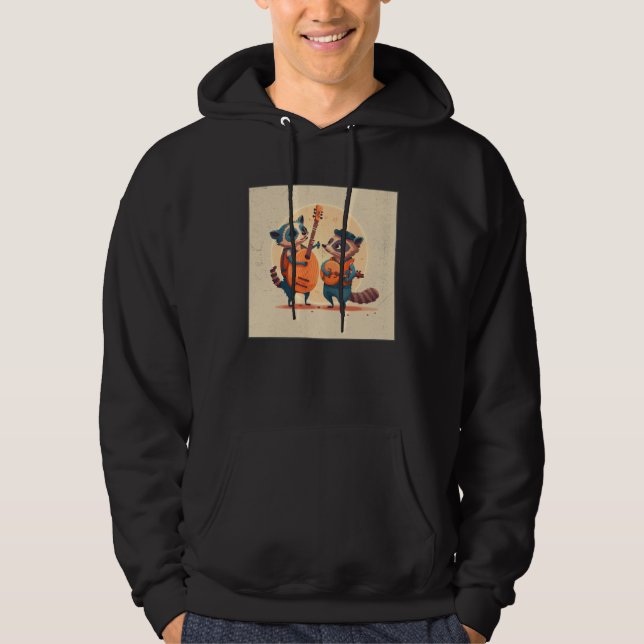 Cute Opposum Racoon Illustration Friends Instrumen Hoodie (Framsida)