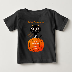 Cute Orange and Black Cat Pumpkin My 1st Halloween T Shirt