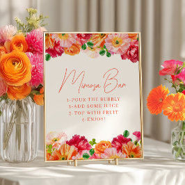 Cute Orange and Bright Rosa Blommigt Mimosa Pub Poster