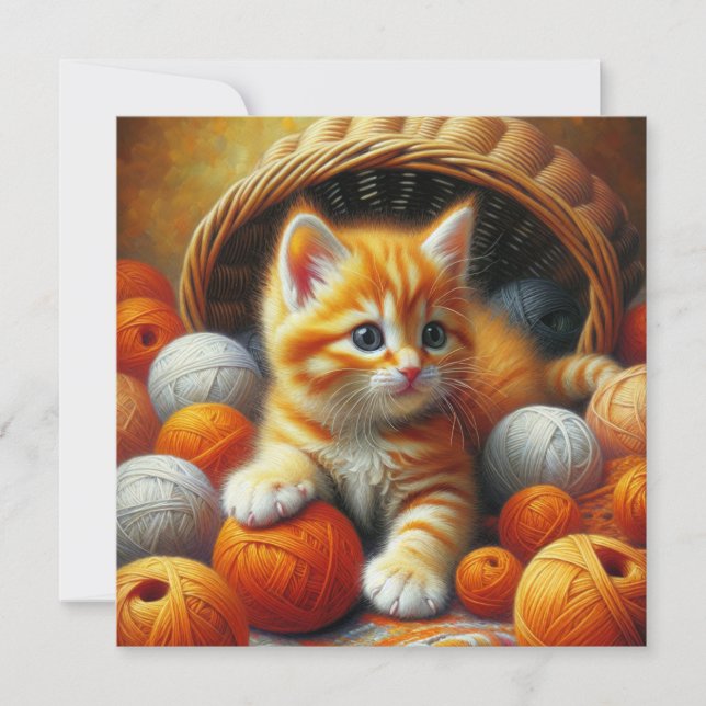 Cute Orange and White Kitten Spelas in Yarn (Framsida)