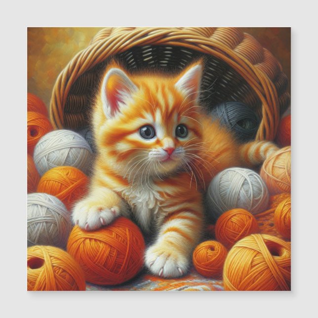 Cute Orange and White Kitten Spelas in Yarn (Framsida)