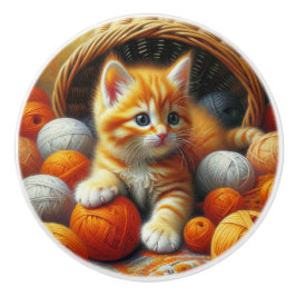 Cute Orange and White Kitten Spelas in Yarn Knopp