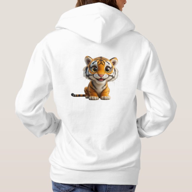 Cute Orange and White Tiger T Shirt (Baksida)