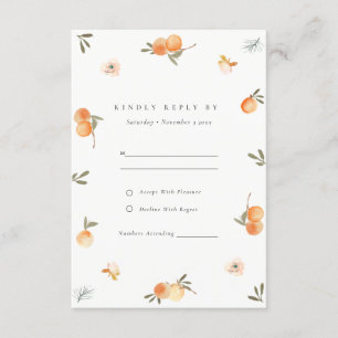 Cute Orange Blommigt Boho Botanical Bröllop OSA Tilläggskort