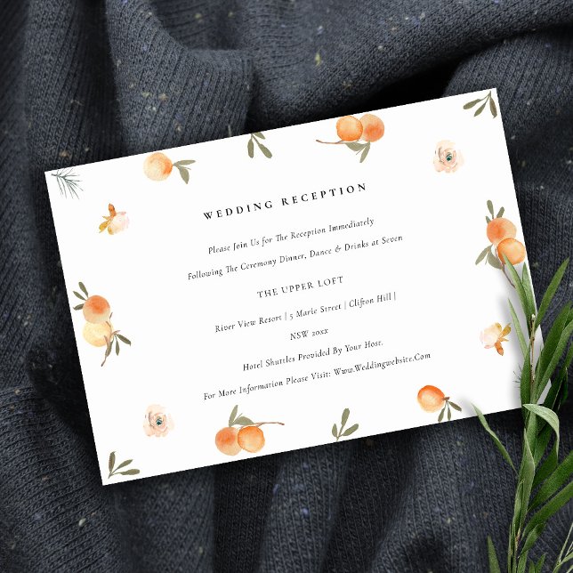 Cute Orange Blommigt Boho Foliage bröllopsmottagni Tilläggskort (Skapare uppladdad)