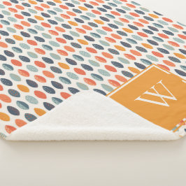 Cute Orange Blue Leafy Botanical Monogram Mönster