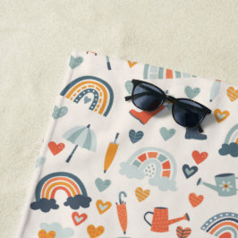 Cute Orange Blue Vår Rainbow Clouds Mönster