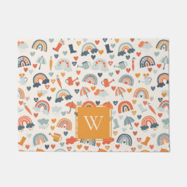 Cute Orange Blue Vår Rainbow Clouds Mönster