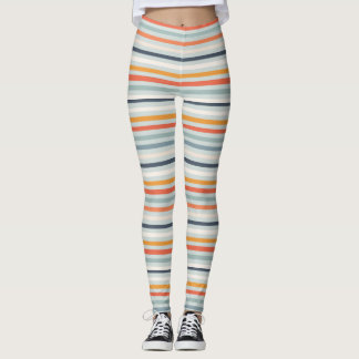Cute Orange Blue Vår Rainbow Clouds Mönster Leggings