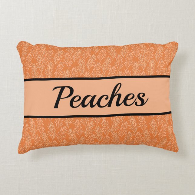 Cute Orange Botaniskt anpassat sällskapsdjur Prydnadskudde (Framsidan)