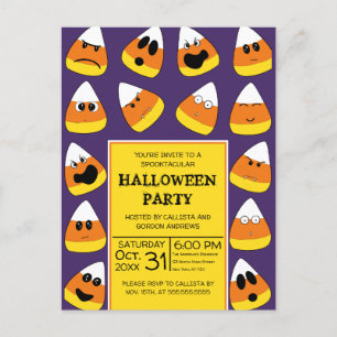 Cute Orange Candy corn Emojis Halloween fest Inbjudan Vykort