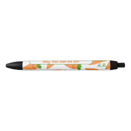 Cute Orange Carrots Grönt Monogram Initialer Pen