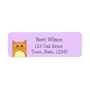 Cute Orange Cat Anpassningsbar Adressetiketter Returadress Etikett