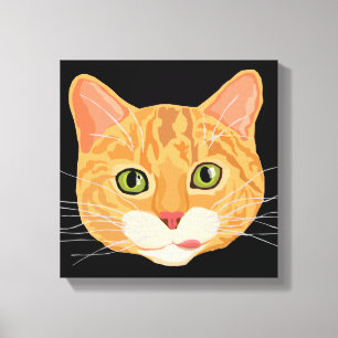 Cute Orange Cat Ansikte Illustration Canvastryck