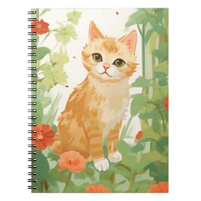 Cute Orange Cat Anteckningsbok (Framsidan)