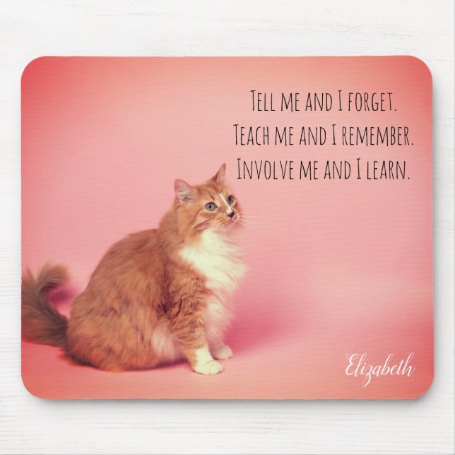 Cute Orange Cat Best Quote Personlig Namn Musmatta (Framsidan)