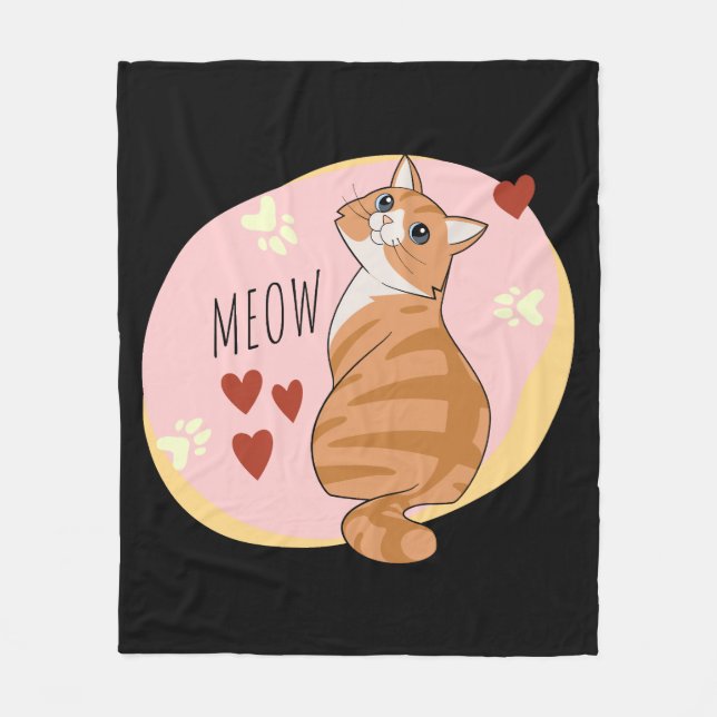 Cute orange cat fleecefilt (Framsidan)