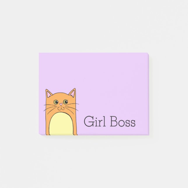 Cute Orange Cat Girl Chef Post-it Block (Framsida)