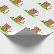 Cute Orange Cat i Grönt Papper för skugginslagning