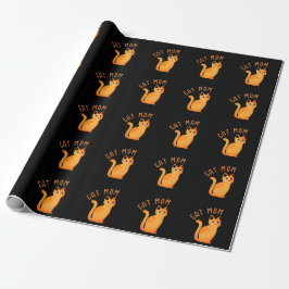 Cute Orange Cat Mamma Tabby Kitten på Black Presentpapper