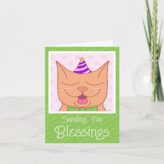 Cute Orange Cat med födelsedagsgåva Kort
