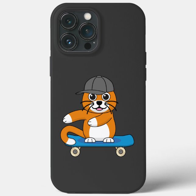Cute Orange Cat på Skateboard-Tecknad (Baksida)