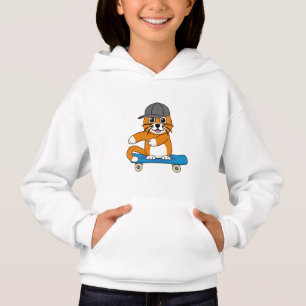 Cute Orange Cat på Skateboard-Tecknad T Shirt