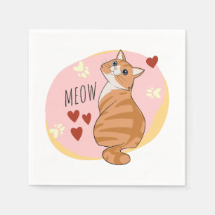 Cute orange cat pappersservett