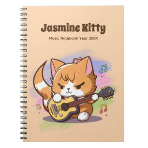 Cute Orange Cat Pay Guitar (Personalize) Anteckningsbok