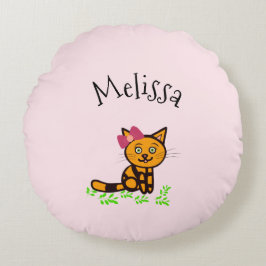 Cute orange cat rund kudde