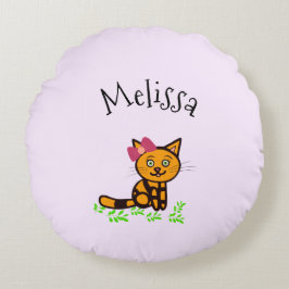 Cute orange cat rund kudde