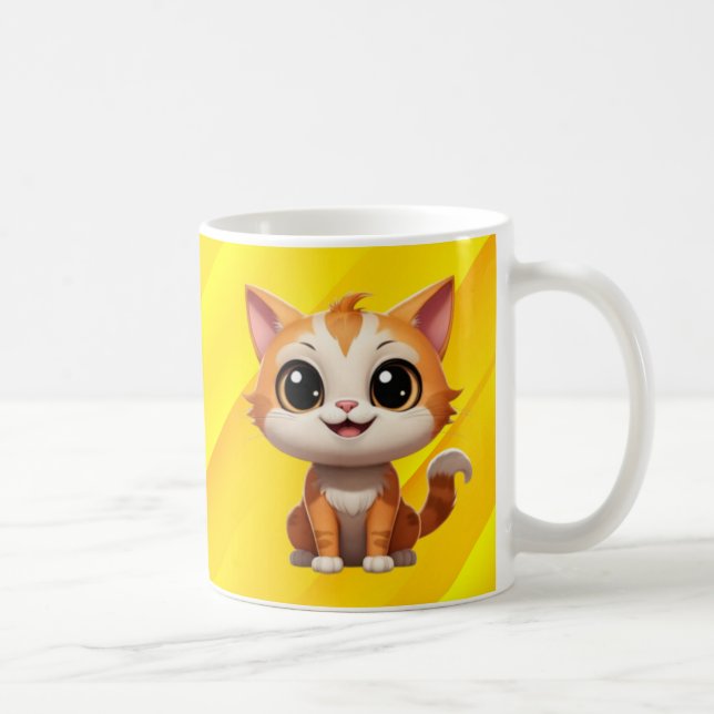 Cute Orange Cat Tecknad Stil-tecken-89738 Kaffemugg (Höger)