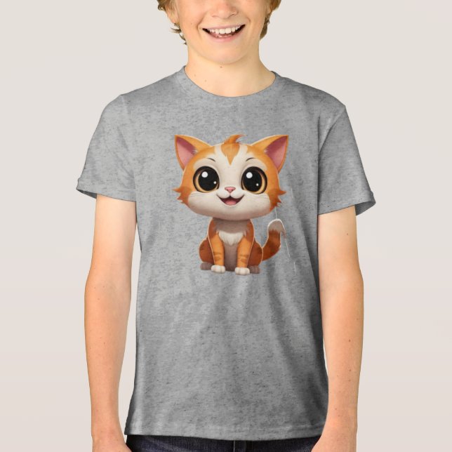 Cute Orange Cat Tecknad Stil-tecken-89738 T Shirt (Framsida)