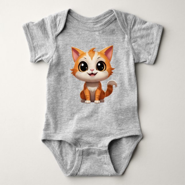 Cute Orange Cat Tecknad Stil-tecken-89738 T Shirt (Framsida)