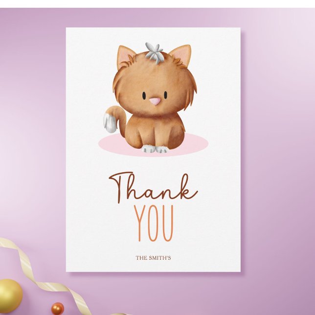 Cute Orange Cat Typography Tack Kort (Skapare uppladdad)