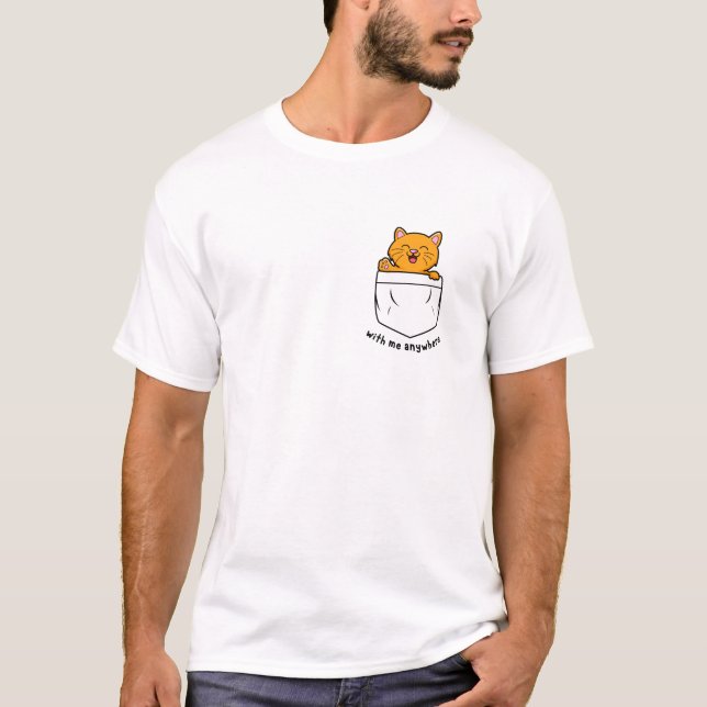 Cute Orange Cat Waking Hej T Shirt (Framsida)