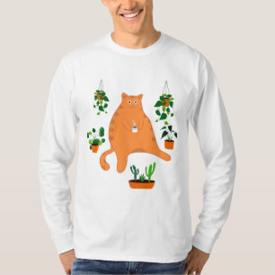 Cute Orange Cat with Plant, Cute Cat Gift T Shirt