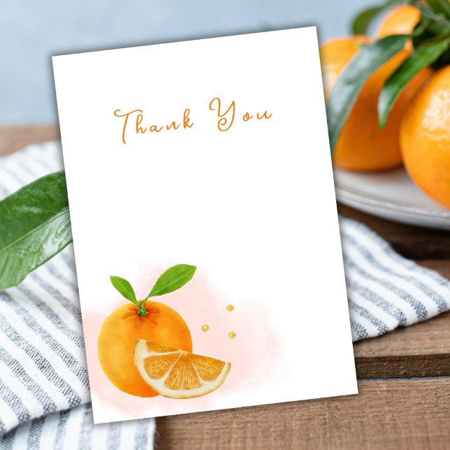 Cute Orange Citrus Template Baby Shower Tack Kort (Cute Orange Citrus Template Baby Shower Thank You)