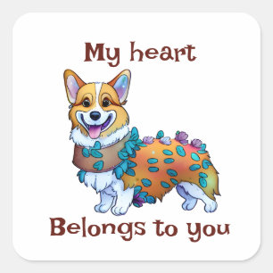 Cute Orange corgi för positivt humör Fyrkantigt Klistermärke