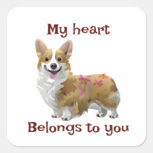 Cute Orange corgi för positivt humör Fyrkantigt Klistermärke