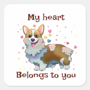 Cute Orange corgi för positivt humör Fyrkantigt Klistermärke