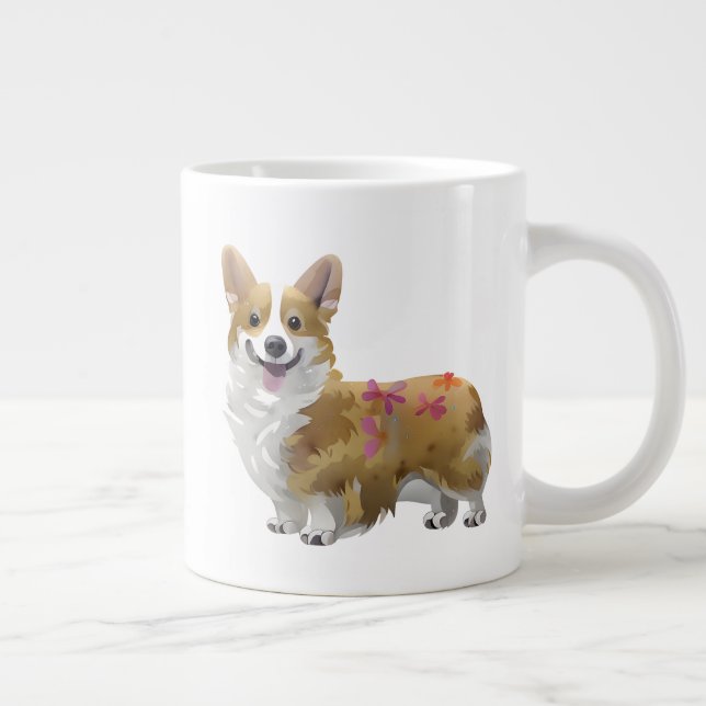Cute Orange corgi för positivt humör Jumbo Mugg (Höger)