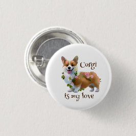 Cute Orange corgi för positivt humör Knapp