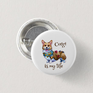 Cute Orange corgi för positivt humör Knapp