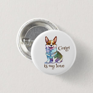 Cute Orange corgi för positivt humör Knapp