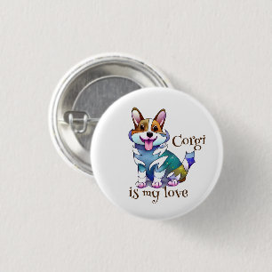 Cute Orange corgi för positivt humör Knapp