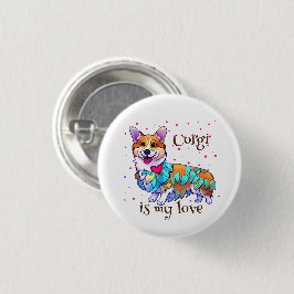 Cute Orange corgi för positivt humör Knapp