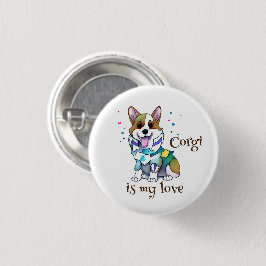 Cute Orange corgi för positivt humör Knapp